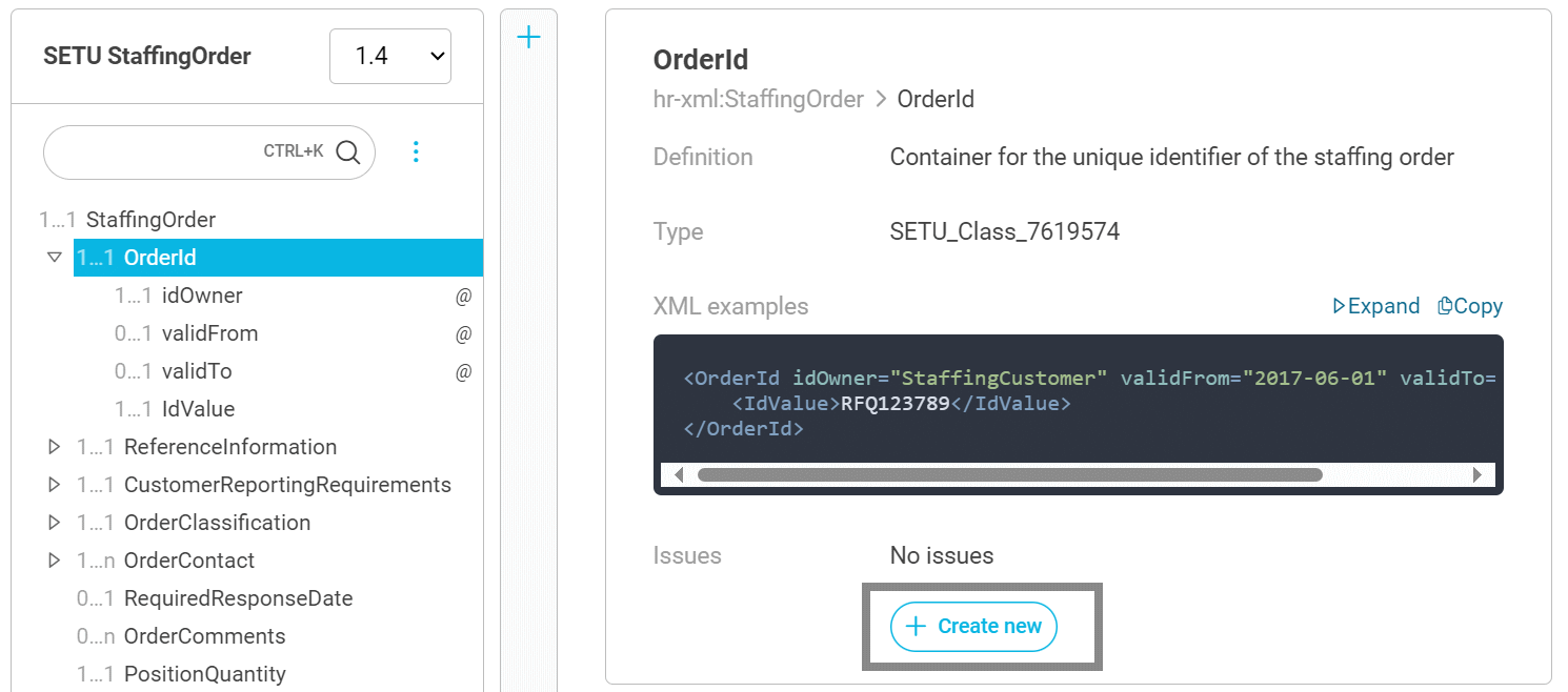 Create issue at element in tree