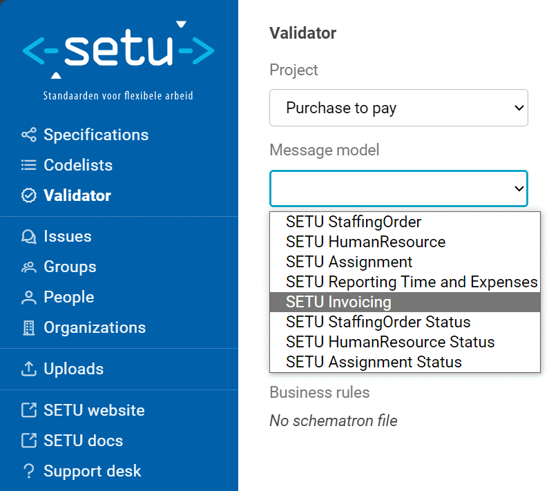 Select project and message model